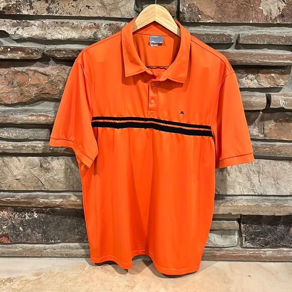 J. Lindeberg Orange and Black Golf Polo - Picture 1 of 8
